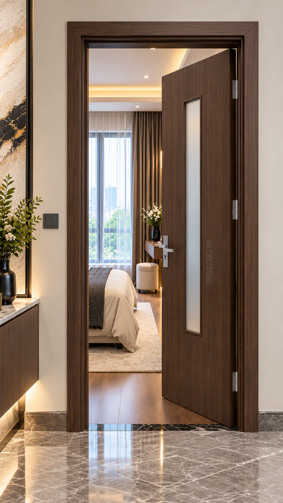 Cửa ô kính mở phòng ngủ